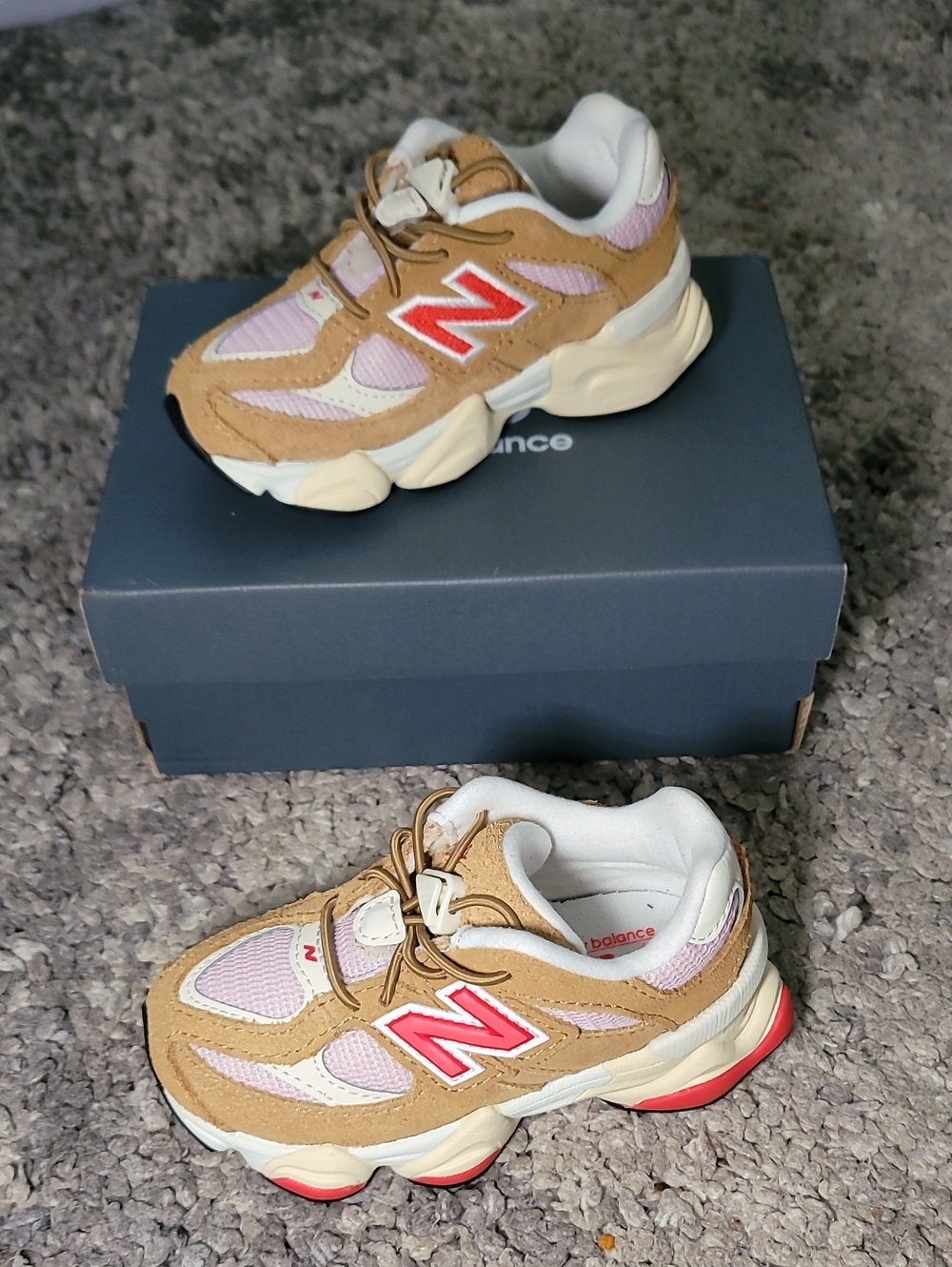 New Balance Kids Tan, Pink & Red Athletic Sneakers